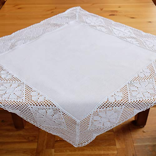 heimtexland Mitteldecke Weiß Landhaus Häkelspitze 85x85 Tischdecke gehäkelt Typ521