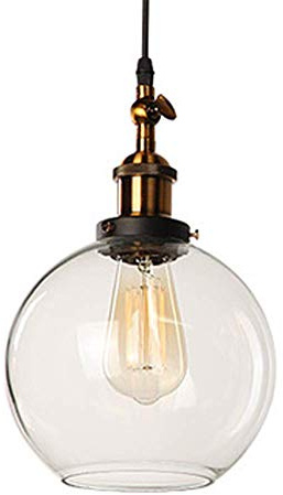 Lámpara Colgante Industrial Vintage, Cristal Transparente E27 220-240V