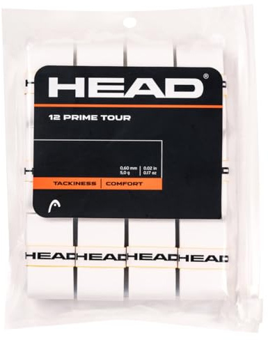 HEAD Unisex vuxen 12 Prime Tour tennis greppband, vit, en storlek