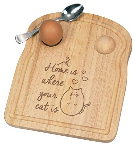 Maison Est Où Votre Chat Est Petit Déjeuner Fofolle Coquetier Board en Bois