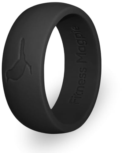 Comfortable Mens Silicone Ring, Modern Wedding Rings for Men, Hypoallergenic, Breathable, Non-Toxic, Flexible and Safe for Your Fingers, Outdoor Activities, Sports and Extreme Adventures. Black.
