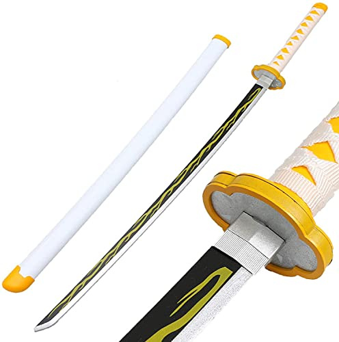 ZNLVZSH Espada samurái de Madera Demon Blade, Anime Cosplay Ninja Sword Props, para fanáticos de Navidad o cumpleaños Amantes del Anime Juguetes Decorativos, 41 Pulgadas, Agatsuma Zenitsu