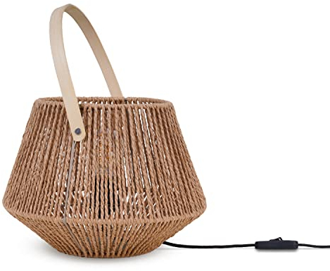 Paco Home Lampada Da Tavolo Lampada Da Comodino Lampada Da Lettura Paralume Cesto Deco Boho E27, Tipo di lampada:Tipo 2, Colore:Natura