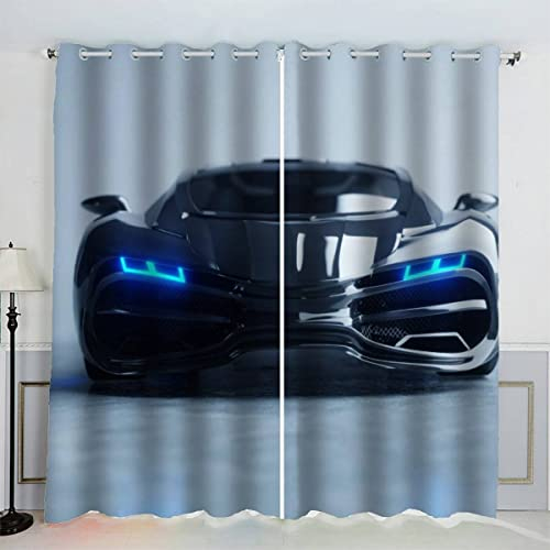 Aolity Rennwagen Sportwagen Verdunklungsgardinen mit Ösen Cooler Sportwagen Vorhänge Abdunkelnd Schallschutz Vorhang Polyester 3D Home Dekoration Gardinen Isolierend Gardinen Lang