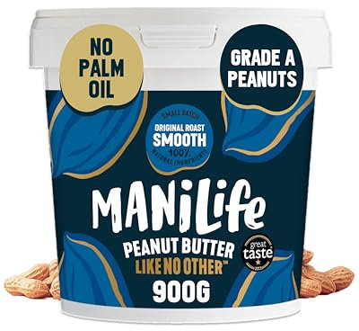 ManiLife Original Roast Smooth Peanut Butter, 900g Tub - Small Batch Vegan Peanut Butter Made from Single Origin Grade-A Argentine Peanuts - No Palm Oil, No Added Sugar, No GMOs