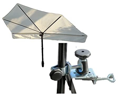 holly Shadow DER MOBILE KLEINE - WEISSE - FÄCHER-SONNENSCHIRM mit 360 ° drehbarer HALTERUNG - MADE Baden WÜRTTEMBERG