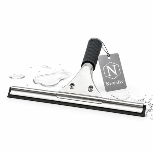 Novaliv Fensterabzieher Profi 25 cm Fensterreiniger Edelstahl mit auswechselbaren Gummilippe Fensterlippe Fensterreinigung Abzieher Fenster Fensterputzer Fensterwischer Duschabzieher