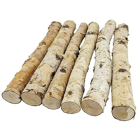 Nature Vibe 6 Stück 40,6 cm Birkenstämme für Kamindekoration, natürliche Birkenzweige zur Dekoration, unlackiertes Holz als DIY Handwerk oder Foto-Requisite