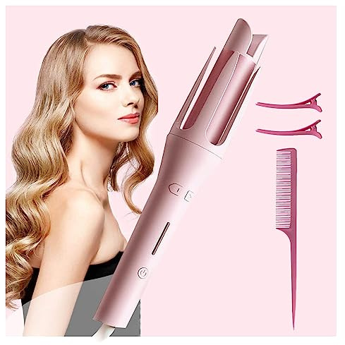 Tenazas Para Rizar El Pelo, 32mm Rizadora Para Cabello, 4 Ajustes De Temperatura Anti Escaldado Rizador De Pelo Profesional, Para Todo Tipo De Cabello,Pink