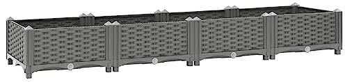 ZEYUAN Hochbeet 160x40x23 cm Polypropylen, Palettenrahmen, Hochteich, Gemüsebeet, Kräuterregal Balkon, Blumenbeet, Kräuterspirale, Tomatenbeet, Pflanzhochbeet