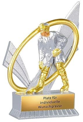 XS Eishockey Pokal 12 cm mit Gravur - Trophäe personalisierbar & Resin | Kompakter Mannschafts Award für Eishockeyvereine, aus lackiertem Resin gefertigt, inklusive individueller Wunschgravur
