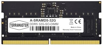 TERRAMASTER RAM DDR5 So-DIMM 32GB 4800Mhz pour F8 SSD, F8 SSD Plus, F2-424, F4-424, F4-424 Pro, F4-424 Max, F6-424, F6-424 Max, T9-500 Pro, T12-500 Pro, U8-500 Plus, U12-500 Plus