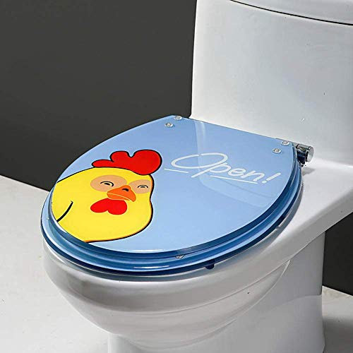 Abattant WC abattant WC en résine, Grand Choix de Beaux abattants WC, Fermeture Douce, dégagement Rapide, Facile à Nettoyer pour Salle de Bain, Petit Singe Vert (Coq Bleu)