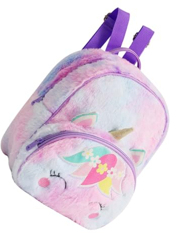 GLSTOY Plüsch-Einhorn-Rucksack Für Mädchen Kleiner Tragbarer Rucksack Cartoon-Einhorn-Tasche Mit Reißverschluss Einhorntasche Für Reisen Und Schulgebrauch