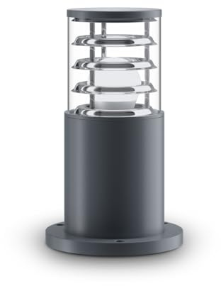 Licht-Erlebnisse Außenleuchte Grau E27 IP54 H: 25 cm klein blendarm Modern Wegeleuchte Garten Stehlampe außen Pollerleuchte Outdoor