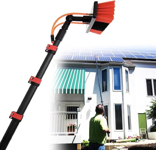 Teleskopstange Fensterreinigung 3.6-10.8m Teleskop Waschbürste, Teleskop Fensterwischer, Aluminiumlegierung Teleskopstange Waschbürstensystem Waschbürste Mit Teleskopstiel,7.2m