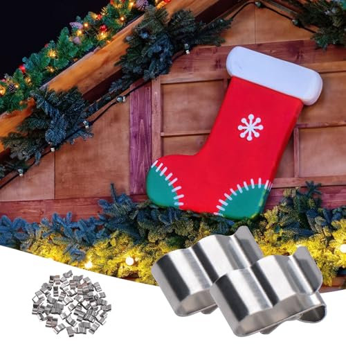 MOROBOR 60PCS Gutter Hooks, Small Stainless Steel Clips for Hanging Outdoor Lights Christmas Lights Gutter Hooks Holiday Lights Roof Hooks for Festival Decoration