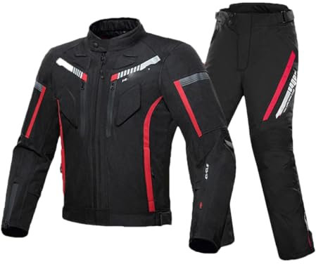 Motorradjacken, Anzug, wasserdichte Hose, Motorradjacke mit Schutzausrüstung, winddicht, Reiten, Rennen, Motorradbekleidung, MC1009 Suit BK, L