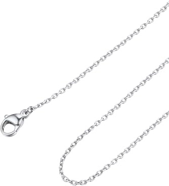 FOCALOOK Edelstahl Kette Damen 1mm/1.4mm/2mm/2.5mm Halskette für Anhänger | Kettenlänge: 35cm-75cm, 4 Farben: Silber/Gold/Schwarz/Rosegold, Kann einzeln oder mit Anhänger getragen werden