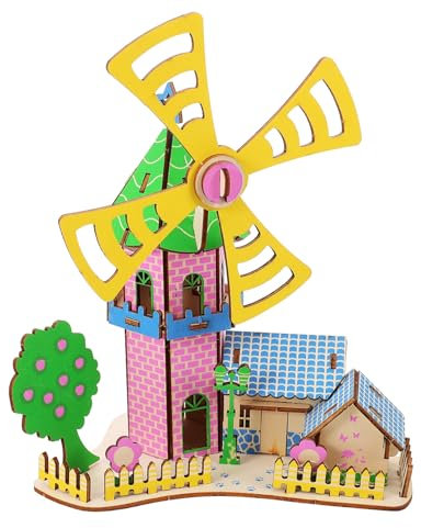 Toyvian 1satz Holz Puzzle Windmühle Haus Modell Kreatives Holzspielzeug Für Für Bastelfans Für Wohnraum Und Partydesign