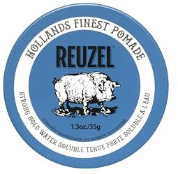 Reuzel Pommade à tenue forte bleue, pommade à tenue forte pour un look ultra brillant, soluble dans l'eau avec un parfum de vanille, 1,3oz/35g