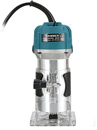 Fresadora de madera Recortadora eléctrica for carpintería, fresadora de madera de 6,35mm, recortadora manual eléctrica, enrutador laminador de madera, fresadora de madera(800W)