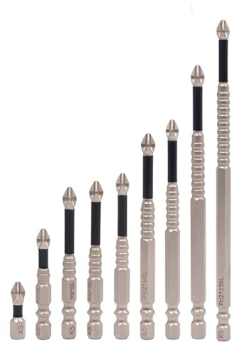 K5 Embout antidérapant K5 - Embout antidérapant et résistant aux chocs - Tournevis magnétique - Embout Ph2 - Foret cruciforme magnétique universel antidérapant