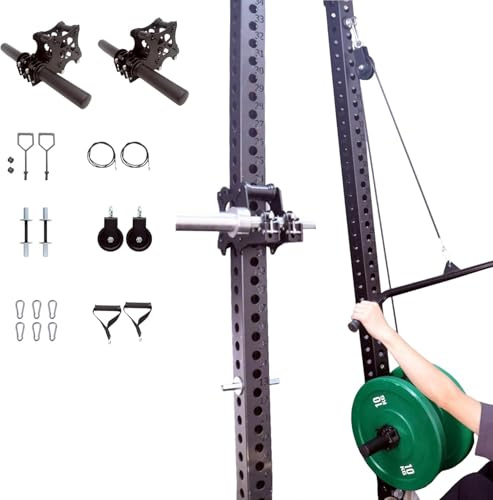 Seilzugsystem Gym Power Rack Aufsätze Smith Maschine Aufsätze Kabelzugaufsätze für Fitnessstudio Zuhause Kabel Crossover Bankdrücken Deep Squat für 5,1 cm Olympische Langhantel 5,1 cm Hantelscheibe