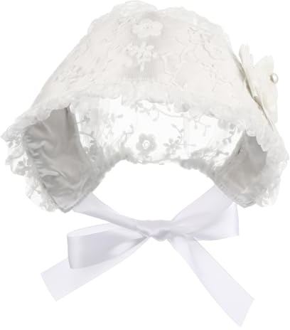 Hemobllo Babymütze Spitze Weiß Haube Mädchen Sommer Taufhut Jahre Verstellbar Komfortabel Stilvoll Für Outdoor Alltag Fotozubehör