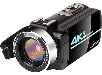 RDVXI Caméra pour Vlogs, Caméscope de caméra vidéo 4K for caméscope d'enregistrement Vlog WiFi Ivre Vision Nocturne 4K 56MP 3.0 Caméra d'enregistreur Zoom numérique inch 16x(16G SD Card,Blanc)