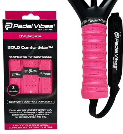 Padel Vibes® BOLD ComfortMax™ Surgrip | Surgrips perforés et ergonomiques pour padel, tennis, badminton, squash, raquette | Absorbe la transpiration, antidérapant, durable