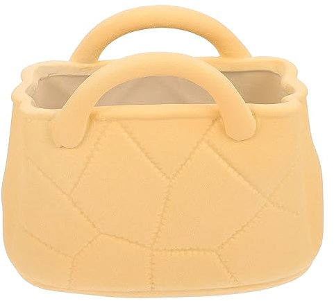 Hemobllo Jarrón De Cerámica Forma De Bolso para Decoración del Hogar Arreglo Floral Color Amarillo Madera Adorno para Sala De Estar Florero