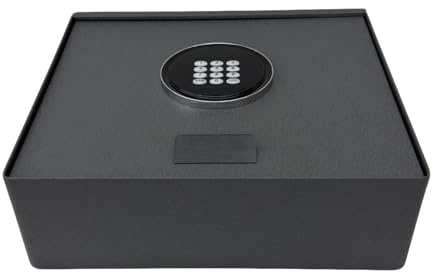 SAGASAFE Digital Hotel Safe Box with Electronic Keypad Lock, Gray, Open Top Design, Backup Key Access, Built-in LED Display