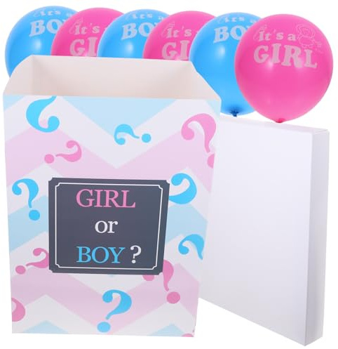 GARIOUANS Boîte à Ballons Gender Reveal pour Fête Prénatale Décoration Shower avec Ballons Bleus et Roses pour Annonce Garçon ou Fille