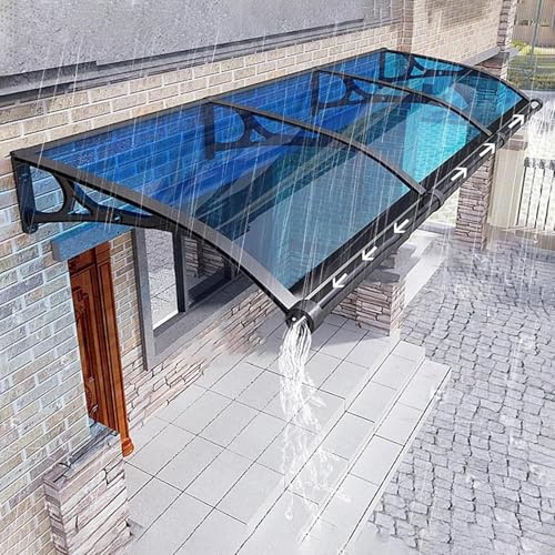 Aluminium Marquise De Porte Exterieur, Extérieur Porte D'entree Auvent,avec Évier De Guidage Protection Contre La Pluie Et La Neige,Silencieux,Protection UV.(120x300cm/47)