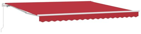 Gecheer Manuelle einziehbare Markise Rot 400x350 cm, Markise Balkon Wasserdicht Terrassenüberdachung für Wohnmobil Terrasse Garten Café3330823