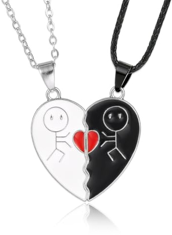 YUVKIN Paquete de 2 collares BFF, collar de amistad, mejores amigos para niñas, collares niña, regalo cumpleaños amiga, cadena colgante, regalos (Negro)
