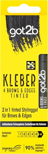 GOT2B Kleber 4 Brows & Edges Tinted Dunkelbraun bis Schwarz (16 ml), Tinted 2in1 Augenbrauen Gel & Haar Mascara mit praktischer Eyebrow Brush zum Stylen und Babyhaare Fixieren, vegane Formel