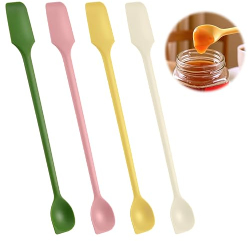 4 spatole in silicone, raschietto a doppia testa, piccolo silicone Spatula cucina, raschietto Nutella, cucchiaio per marmellata, bottiglie sottili e sottili (26 cm)