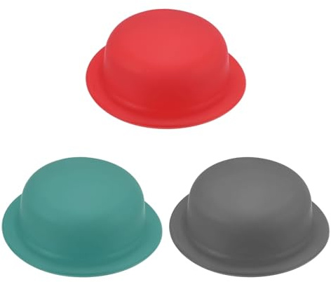M METERXITY 3-Pack Silicone Pot Lid Covers, 2 ID Universal Pot Lid Top Knob Heat Resistant Handle Caps for Kitchen Cookware, Non-Slip Safe Hold Grip Protectors [Gray,Red,Gray Blue]