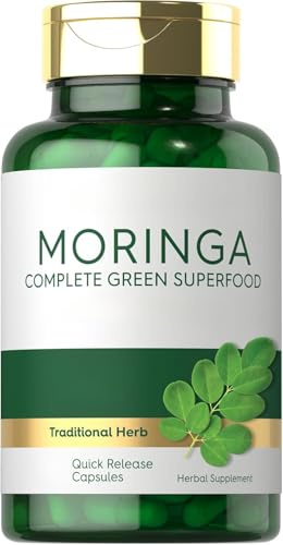 Supplément Moringa Oleifera | Gélules | Superaliment vert complet pour femmes et hommes | de la poudre de feuilles de Moringa