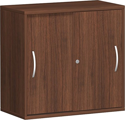 Geramöbel Anstell-Schiebetürenschrank 1 Dekor-Einlegeboden, mit Stellfüßen, abschließbar, 800x425x720, Nussbaum/Nussbaum