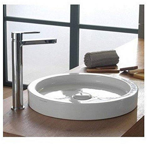Scarabeo 8811-No Hole Bucket Ceramic Vessel/Built In Sink, 14, White