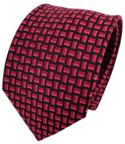 TigerTie Seidenkrawatte rot rosé schwarz gemustert - Krawatte 100% Seide