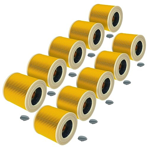 vhbw 10x filtro a pieghe piatte compatibile con Kärcher NT 27/1 ME, NT 27/1 ME ADV, NT 27/1 ME Professional aspirapolvere - giallo