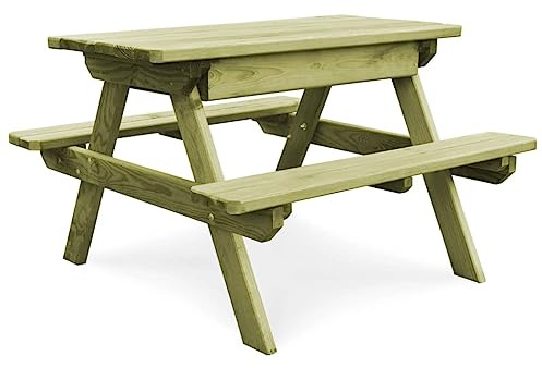 vidaXL Massivholz Picknicktisch für Kinder Gartenmöbel Kindergartenmöbel Kindersitzgarnitur Kindermöbel 90x90x58cm Imprägniertes Kiefernholz