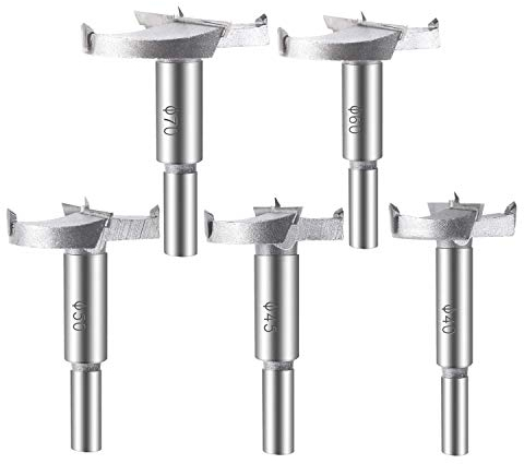 5tlg Forstnerbohrer Set, ASNOMY Forstner, Holzbohrer, Astlochbohrer Set mit Zentrierspitz inkl. 40mm, 45mm, 50mm, 60mm,70mm