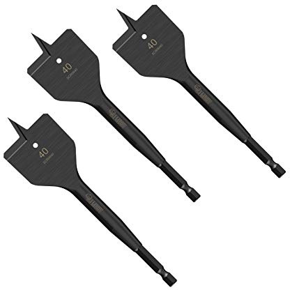 SabreCut 3pcs SCRIW40_3 40mm x 152mm Hart- Weichholz Flachfräsbohrer Holz | Schlagfeste Konstruktion bohrt schnell und sauber in Weichholz, Hartholz, Spanplatte und MDF