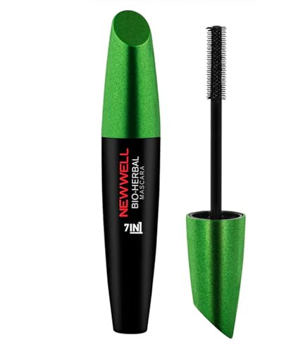 NEWWELL Bio Herbal Mascara Pflegende Wasserfeste Wimperntusche - Sofort längere Wimpern & Volumen - Beinhaltet Argan, Macadamia, Avocado Öl und Keratin