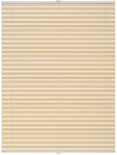 ondeco Plissee nach Maß für alle Fenster innen Montage in Glasleiste mit Spannschuh Sonnenschutz Rollo Sichtschutz Blickdicht Beige B: 121-130 cm, H: 101-150 cm
